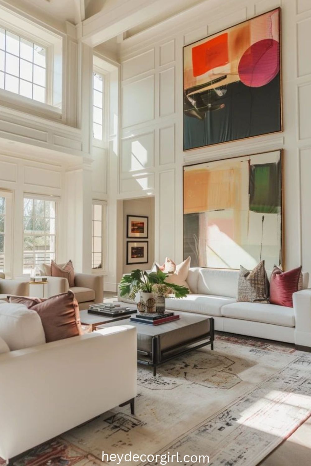 A bright furnished living room representing pre-loved furniture, décor and household goods