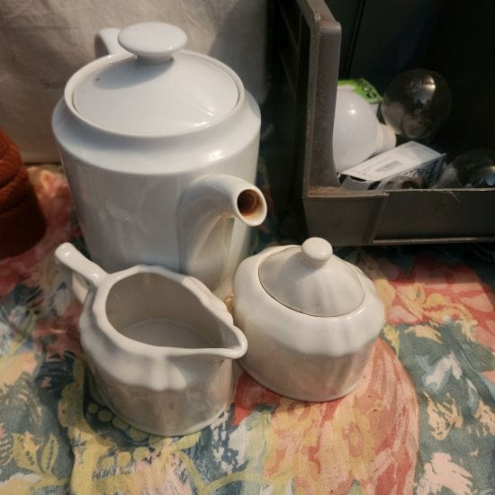 Tea pot sugar and milk jug