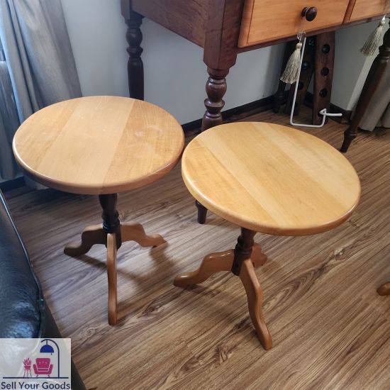 Set of two Kiat & Pau Marfin wood side tables 2 sets avail price per set