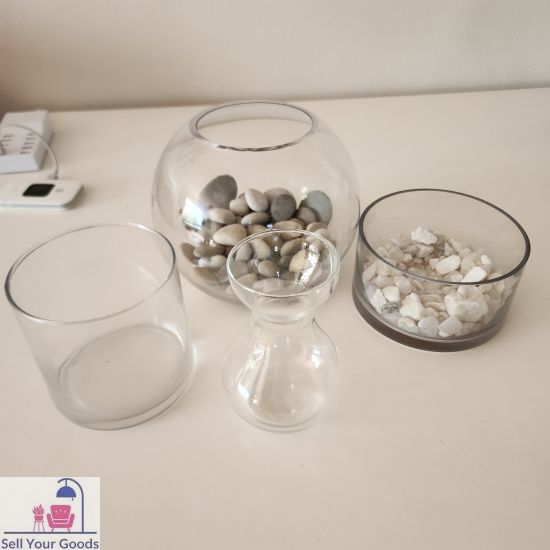 Four bowls and vases