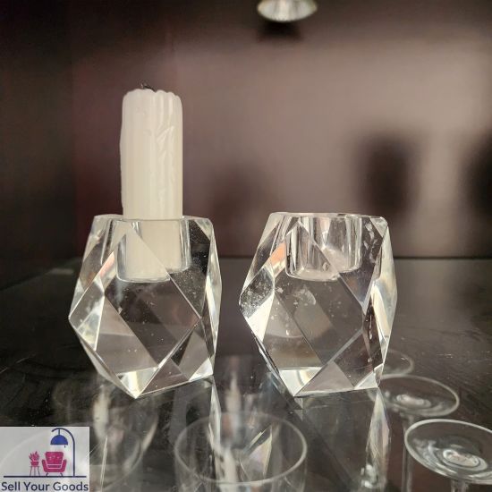 Two crystal candle holders