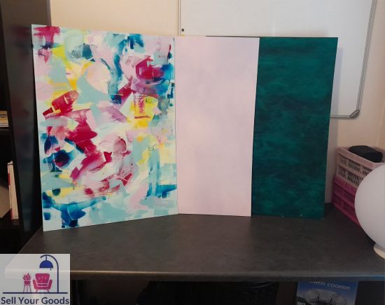 Three large painted boards