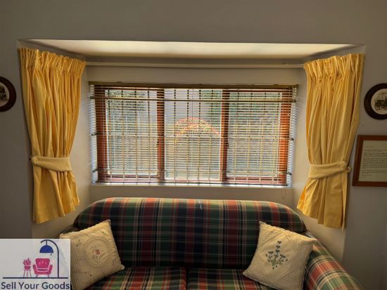 Yellow curtains with lining & tiebacks