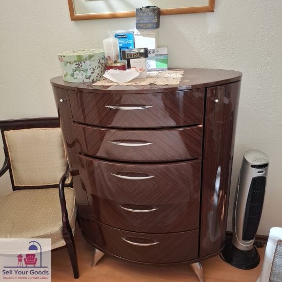 Beadroom Suite consisting of Bed 2 x Side Tables Dressing Table Chest of drawers and Queen Sealy Posture Mattress (Mattress 1 month old) - Image 4