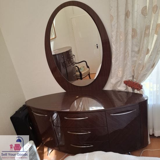 Beadroom Suite consisting of Bed 2 x Side Tables Dressing Table Chest of drawers and Queen Sealy Posture Mattress (Mattress 1 month old) - Image 2
