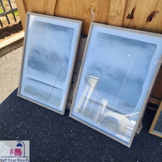 Two matching black & white Abstract art