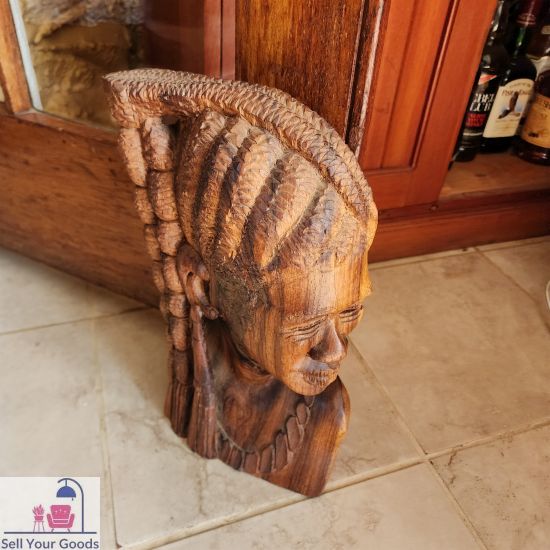 Wooden man & woman head - Image 2
