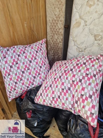 Two Large pink patterned feather Pillows