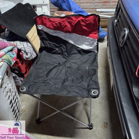 Black red and white camping chair