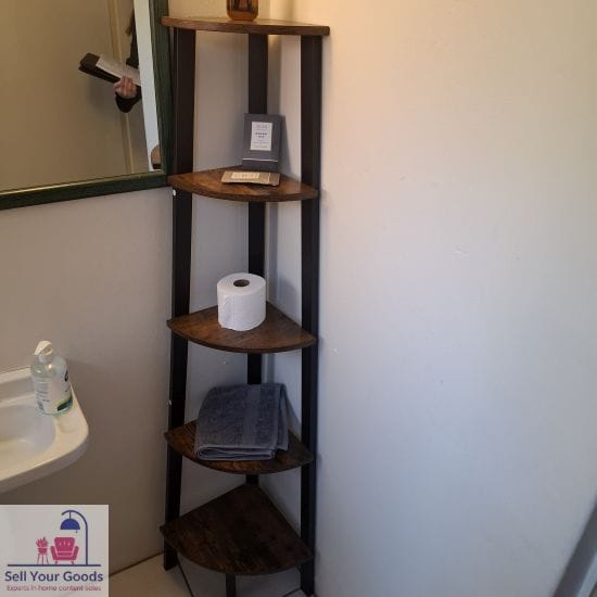 Lazawa 5 Tier Rustic Corner Plant Stand Wood and Metal
