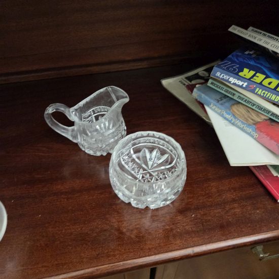 Cut glass jug and bowl
