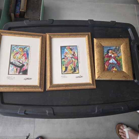 Three Gold framed art