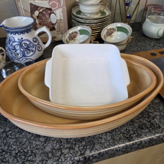 Three casserole dishes