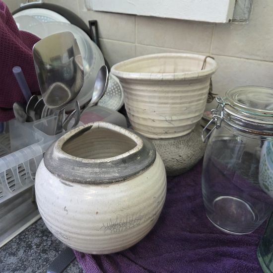 Two pottery decor items