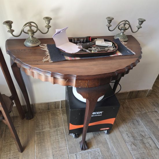 Imbuia ball & claw half moon table