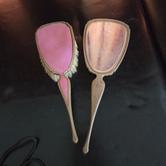 Vintage mirror & brush set